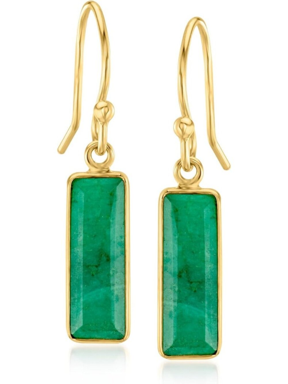 Stunning 5.50 ct. t.w. Emerald Drop Earrings in 18K Gold Over Sterling Silver